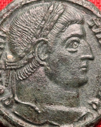 Ancient Roman Constantinus Silvered Bronze AE3 Coin, Camp Gate!