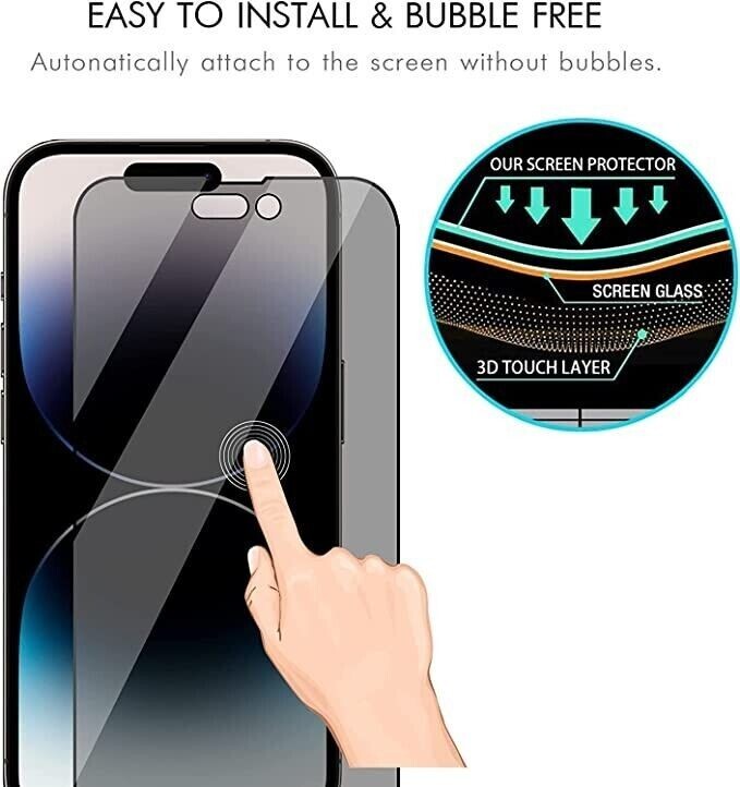 2Pc Privacy Tempered Glass Screen Protector For iphone 13 12 14 15 16 17 PRO MAX | eBay UK