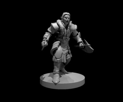 Elf Elven Barbarian Two Axes 28mm Scale DND D&D Tabletop Miniature