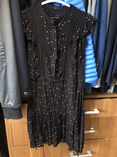 ALL SAINTS black Silk Dress Rrp$350 Sz 