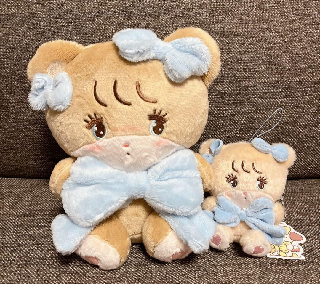Mikko Characters Latte Plush Toy Doll HUG Ribbon & Mascot Set of 2