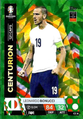 EM 141 Topps Match Attax Euro 2024 Centurion Green Leonardo Bonucci CC6