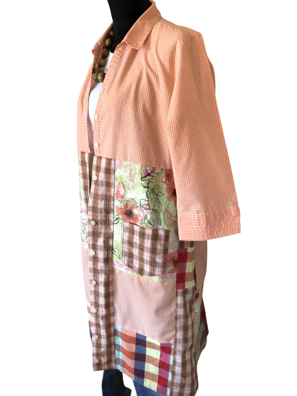 Boho Patchwork Duster: Handmade Button-Down Dress… - image 9
