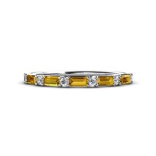 Citrine Baguette 4x2mm Half Eternity Band Women Ring 925 Sterling Silver