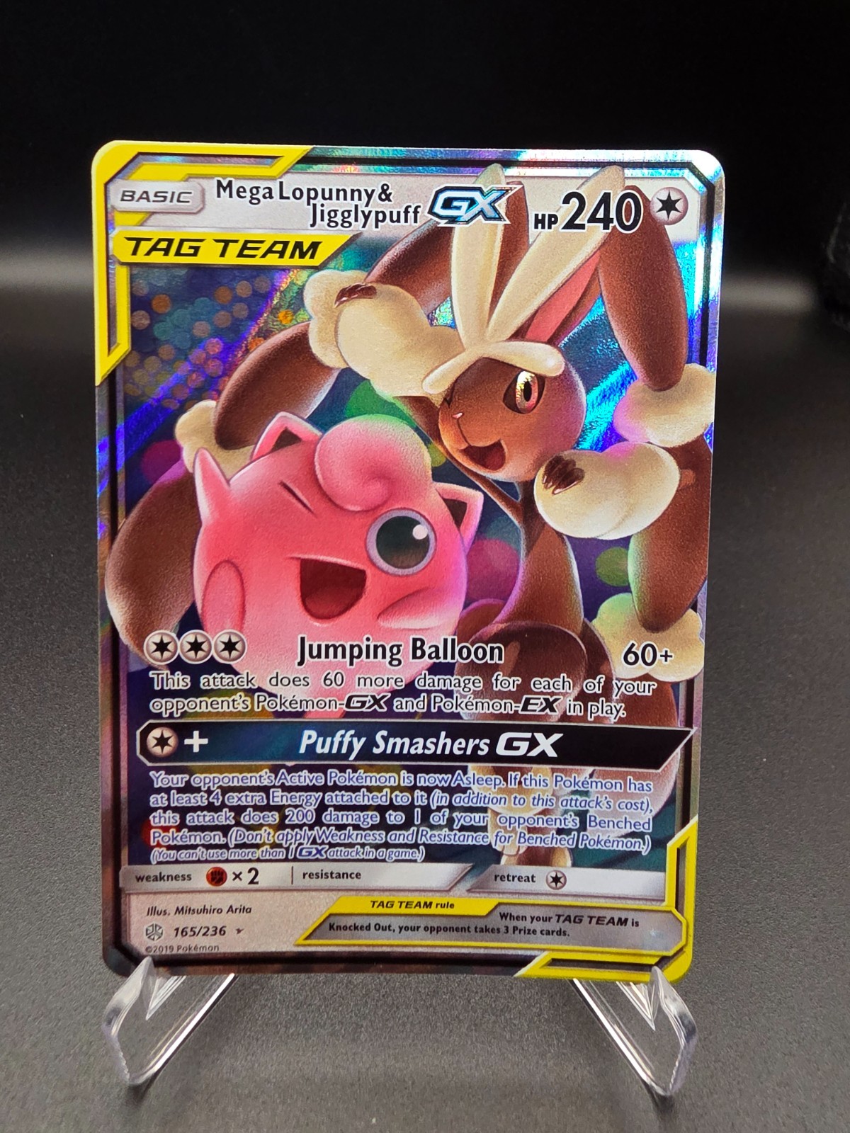 Mega Lopunny & Jigglypuff GX - 165/236 - Pokemon Cosmic Eclipse Sun Moon Card NM