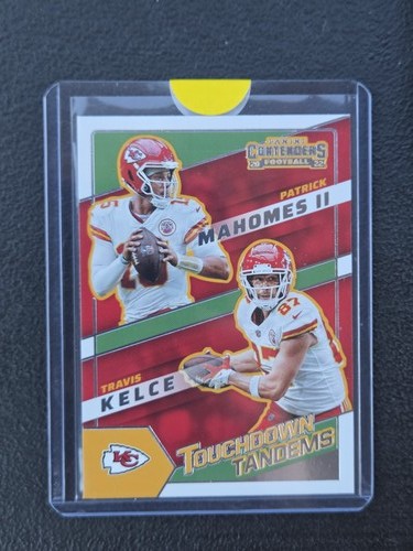 Patrick Mahomes II, Travis Kelce [Emerald] #TDT-KC 2022 Panini Contenders Touchdown Tandems card