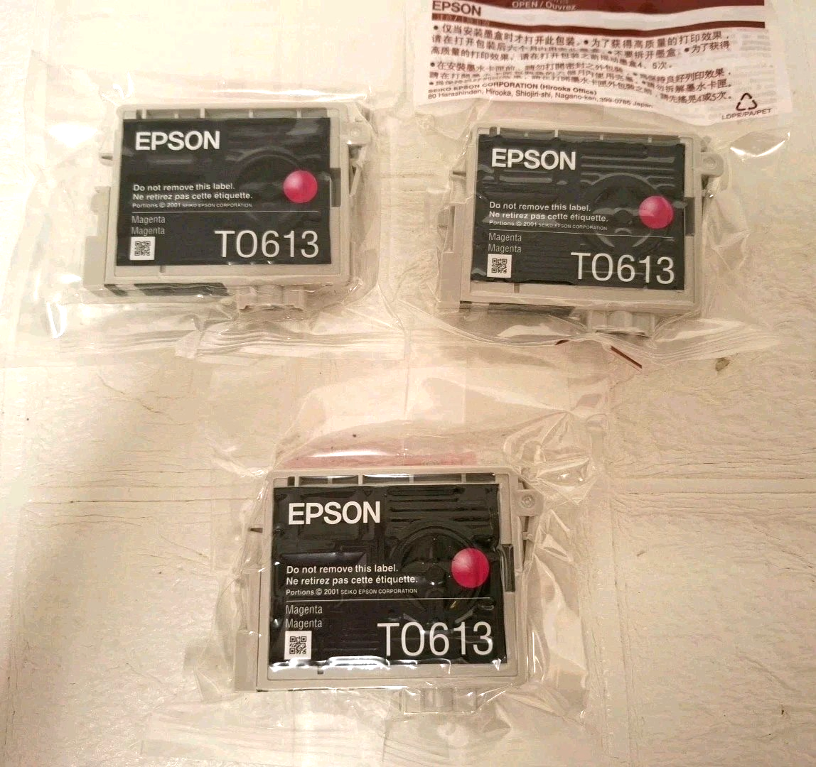 3 X Epson T0613 Magenta Ink Cartridge for Stylus D3850 D4200 D68 DX3800  NEW