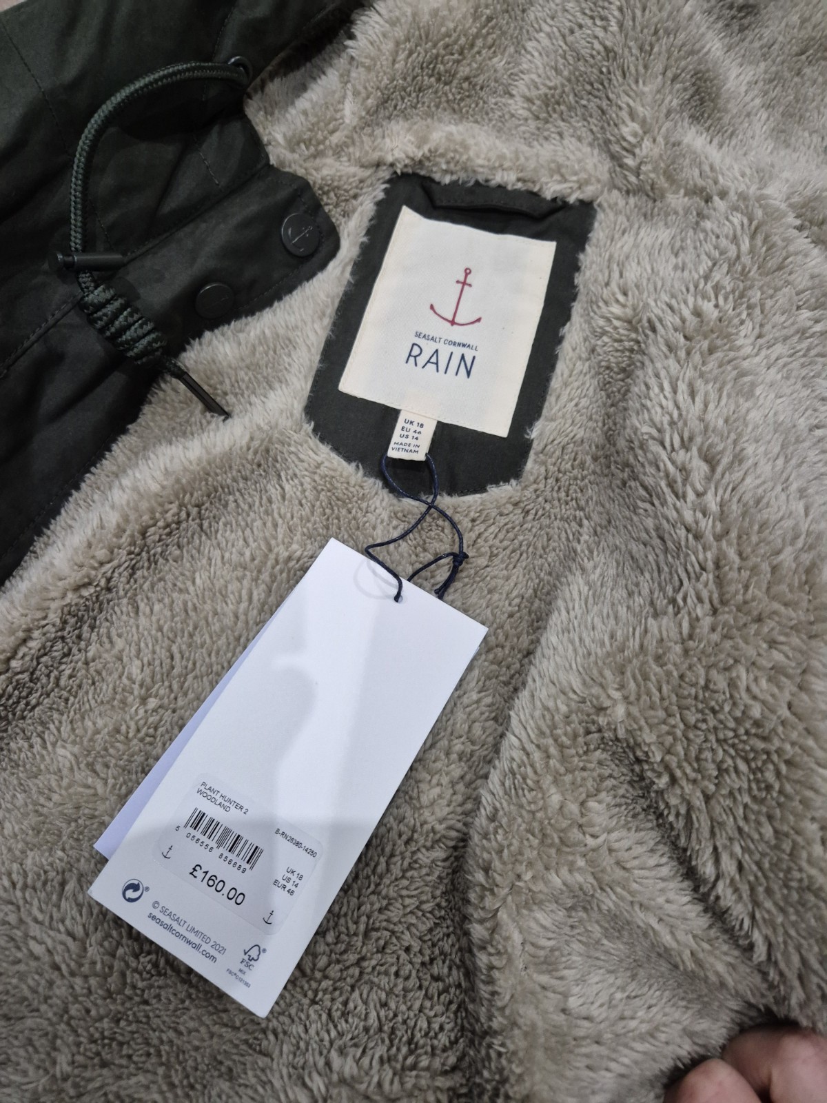 Womens Seasalt Cornwall 100percent Waterproof Coat Khaki Colour Brand New With Tags image 6