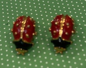 Authentic Beautiful Ladybug Gold Plated clip-on Earrings