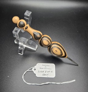 Handcrafted Bryan Tyler Nelson - BLACK & WHITE EBONY - Crochet METAL Hook Furls