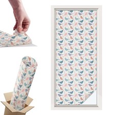 Privacy Window Film Pastel Birds Art Beige for Interior Windows