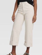 NEW Universal Thread Women's Mid-Rise Cropped Vintage Wide Leg Jeans Size 10
