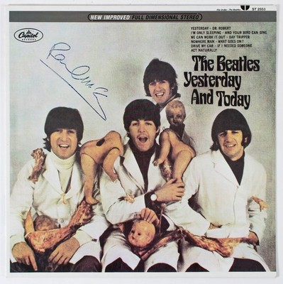 Paul McCartney Beatles Signed Yesterday & Today Album Cover w Paul McCartney Beatles Signed Yesterday & Today Album Cover w