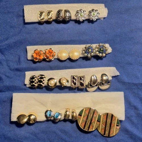 vintage costume jewelry clip on earrings Lot