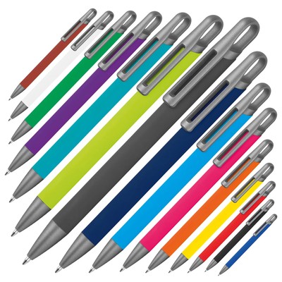 15x Gummierter Soft Touch Gel Kugelschreiber aus Metall / 15 Farben