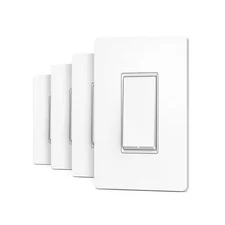 10 Amp Smart Single Pole Illuminated Antimic Rocker Light Switch White 4-Pack wi