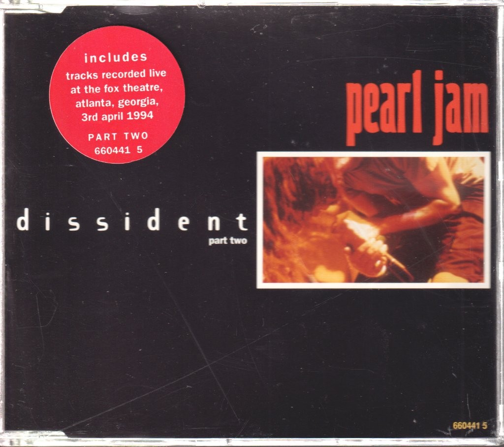 Pearl Jam Dissident CD Europe Epic 1994 part 2 CD with stickered case 6604415