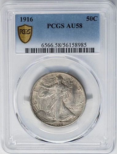 1916 Walking Liberty Half 50c AU58 Secure PCGS 950893-4