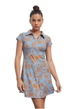 Urban Outfitters Arla Zip Up Mini Dress Blue Orange Floral Size Medium NWOT
