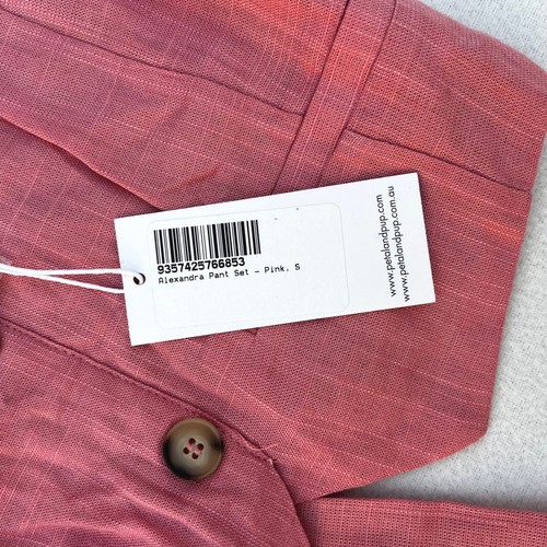 Petal and Pup Alexandra Pant Set Pink Linen Blend Wide Leg High Waist Crop Top S - Picture 3 of 13