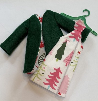 Adorable Artisan Made Barbie Outfit Holiday Dress & Lines Floral Coat Mommy Made