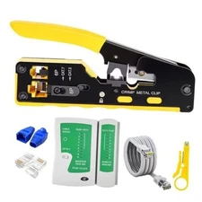 Professional RJ45 Crimp Tool Kit Complete Ethernet Cable Crimper Pass Through