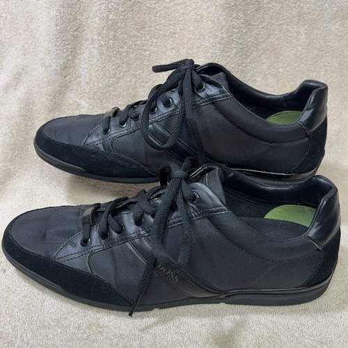 Hugo Boss Saturn Low Trainers Mens Size EU46 Black Mesh Sneakers