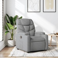 Relaxsessel Stoff Hellgrau Sessel Mit Liegefunktion Und RüCkenlehne Verstellbar