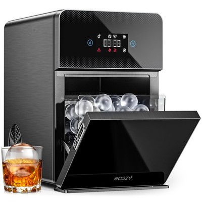 ecozy 2'' Clear Ice Ball Maker with CrystalFlux Technology, 4 pcs in 40 Black 