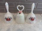 Lot Of 3 Fenton Heart Bells Signed Vintage