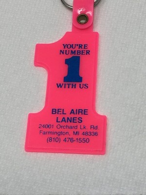 Farmington MI Bel Aire Lanes Bowling Alley Lounge Vintage Advertising Keychain