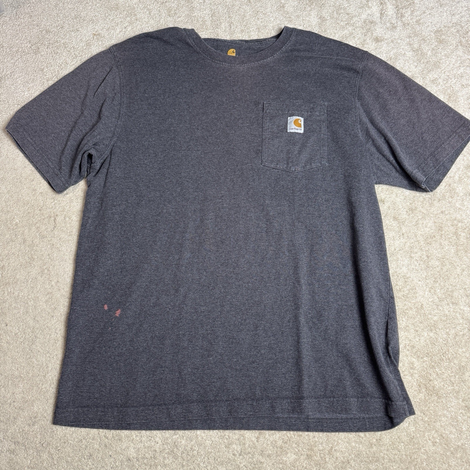 Carhartt Original Fit Crew Neck T-Shirt for Men Large Gray Bleach Spot