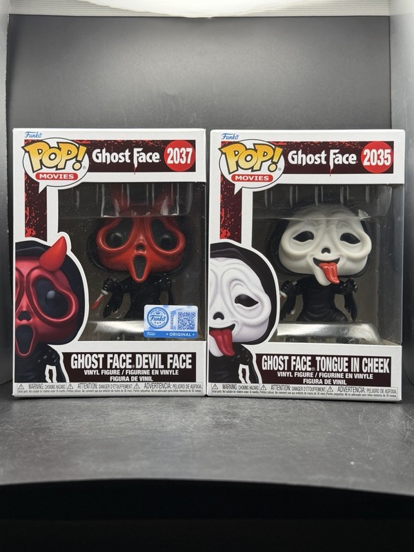 Funko Pop Ghost Face Bundle Tongue In Cheek 2035 Devil Face 2037 NM W/Protector