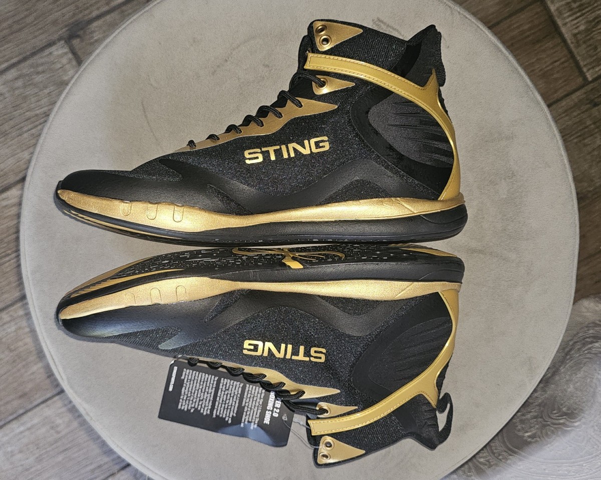 Sting Viper Professional Boxing Shoe Black Gold, US 10
