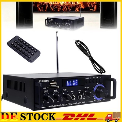 HiFi Stereo Verstärker Amplifier Digital Bluetooth AUX FM-Radio USB Karaoke DHL