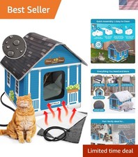 Insulated Heated Cat Shelter - Weatherproof Outdoor House for Cozy Resting
