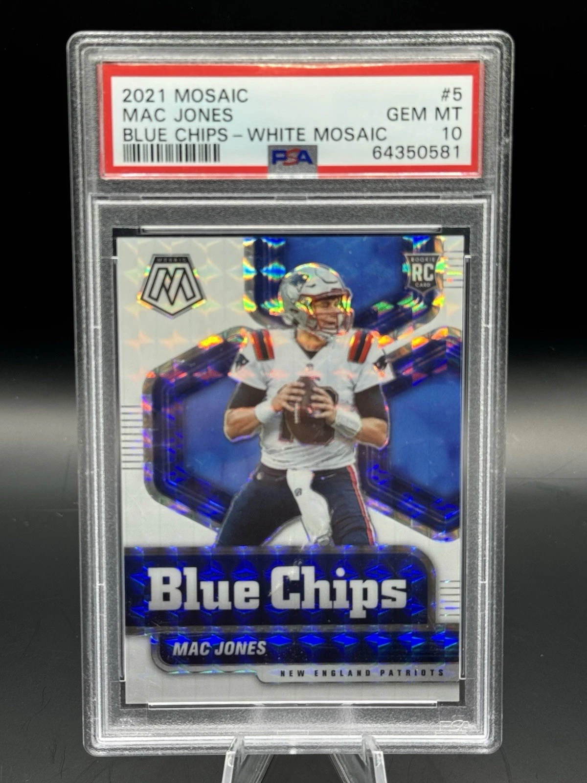 Mac Jones Panini Mosaic Blue Chips #5 White Mosaic