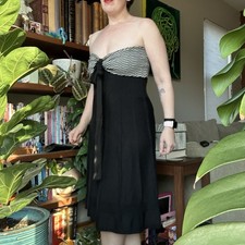 Lapis Strapless Sweater Dress in Wool Blend black and white knit size medium