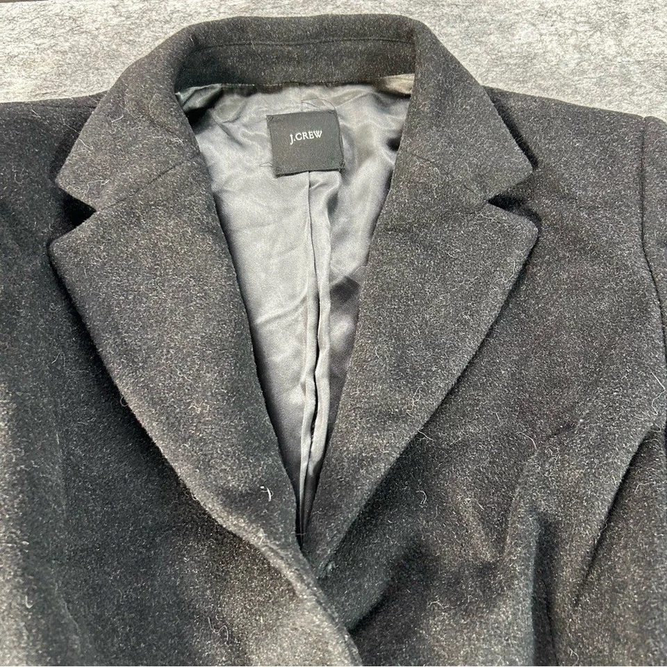 J. Crew Topcoat Mens Medium Black Wool Overcoat Trench Business Casual Pea - Image 2 of 4