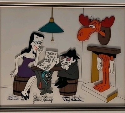 Sneaky Plan cel - The Rocky and Bullwinkle Show #127/300 signed Foray & Ward