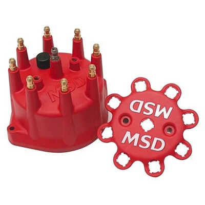 MSD Distributor Cap 8431; Replacement Cap Red, Pro-Billet (Small Diameter)