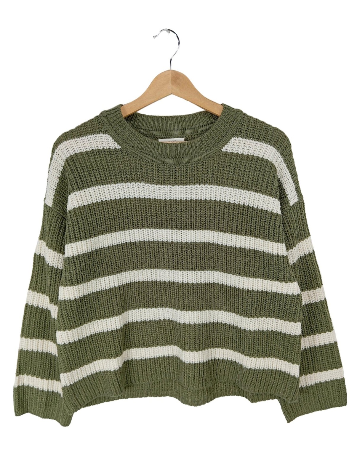 JDY Strickpullover Damen Pullover Gr. DE 34 khaki-weiß Casual-Look