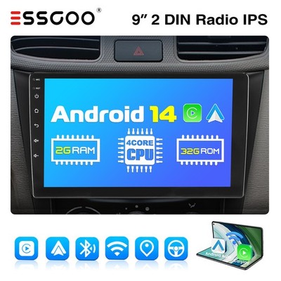 9'' 2 DIN Apple Carplay Autoradio Android 14 Auto GPS NAV RDS FM BT IPS WiFi USB