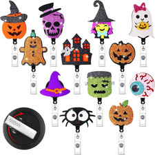 12 Pcs Halloween Badge Reel Retractable Cute Nurse Badge Reel