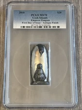 2018-Cook Islands- Emperor Penguin- 88g Silver-PCGS- MS70 Antique Finish- FDOI