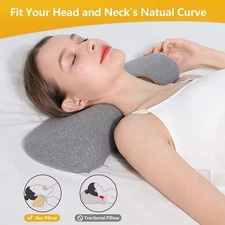 Cervical Neck Pillows for Pain Relief Sleeping, Memory Foam Neck Bolster Pillow