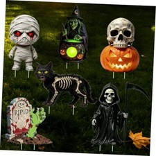 6 Pack Halloween Yard Signs with Stakes, Large Scary Outdoor Halloween