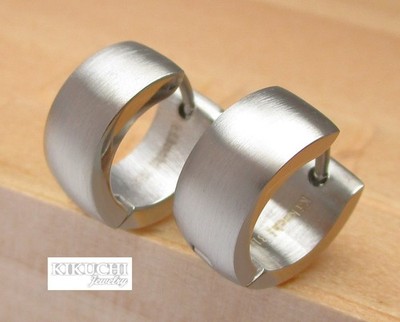 Edelstahl Ohrringe Herren Männer klapp Creolen silber matt 6 mm /Ø 13 mm Bogen