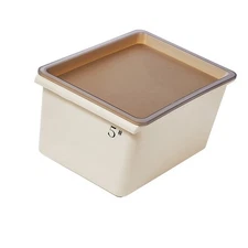 Storage Bin Plastic Box with Lid Stackable Cream Style Ample Capacity Grooved