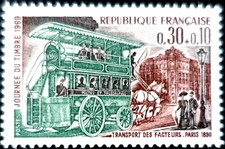 TIMBRE FRANCE 1969 N° 1589 ** JOURNEE DU TIMBRE OMNIBUS TRANSPORT  FACTEURS (pl)